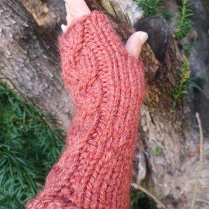 Handmade Sustainable Thick Fingerless Knit Gloves ArmWarmer Gift